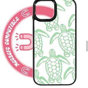 Turtle Pattern MagSafe Compatible Phone Case - White and Green